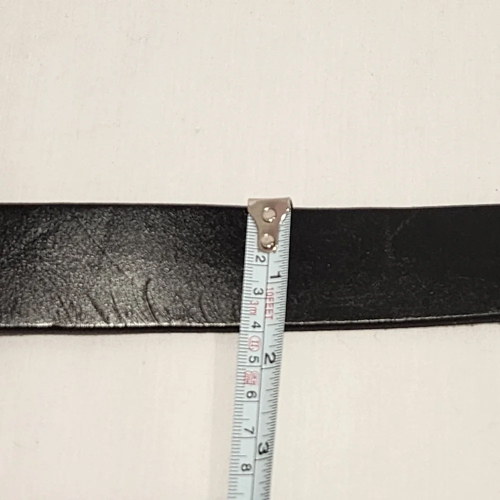 Fossil Mens Black Genuine‎ Leather Belt Silver Buckle Size 38 MB125200138